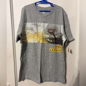 Wonder Nation Gray Tee with Basketball and Nature Design